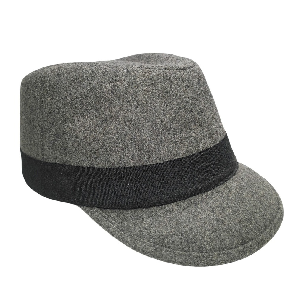 Original Penguin Mens L/XL Gray Wool Blend Cadet Cap Hat Gold Logo Classic EUC